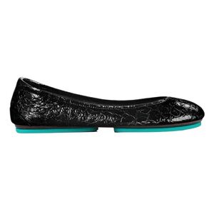 Tieks Obsidian Croc Patent Style Black Leather Ballet Flats Size 8 Embossed